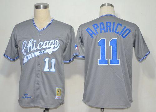 Mitchell And Ness 1969 White Sox #11 Luis Aparicio Grey Stitched Throwback MLB Jersey - Click Image to Close